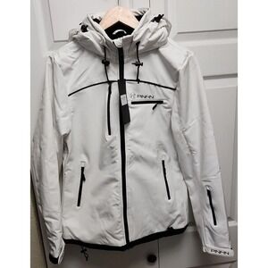 PinFin White Windbreaker High Tech Jacket Women's Xl Fits Like A Large